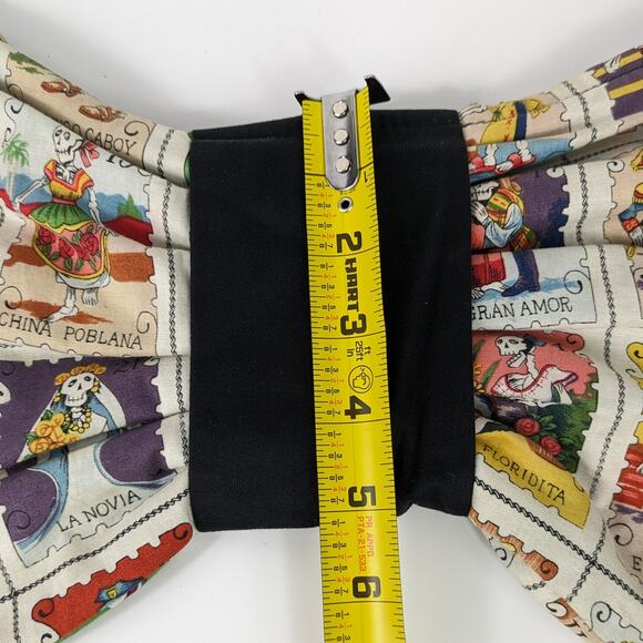 Day of Dead Bow Clutch Handmade Dia de los Muertes Purse Calacas Postage Stamp - Picture 12 of 12